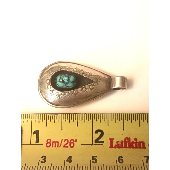 Native American Reversible Turquoise Coral Sterling Pendant (1605) - Picture 3 of 7